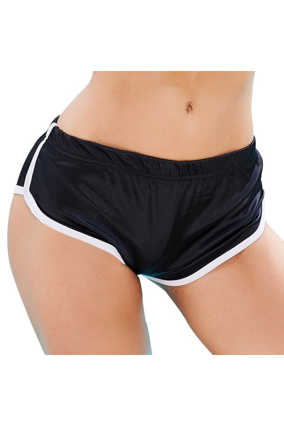 Womens Shorts Women's Booty Shorts Retro Sports Yoga Gym Running Hot Pants for Workout and Casual Black S