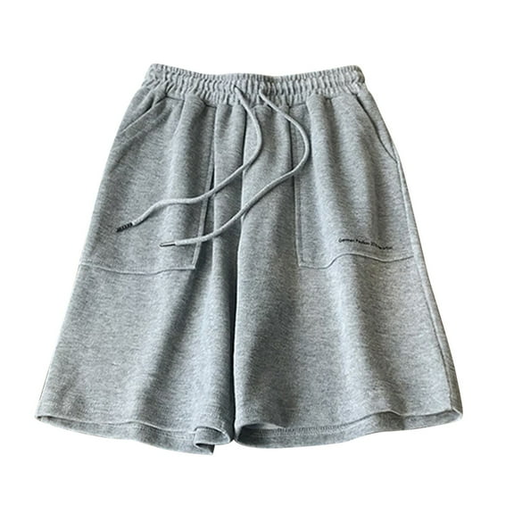 Womens Shorts Women's Casual Solid Letter Print Shorts Wide Leg Pant Oversized Pocket Pant Shorts For Women