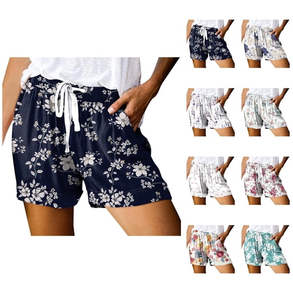 Womens Shorts Womens Drawstring Shorts Summer Elastic Waist Lightweight Casual Shorts With Pockets