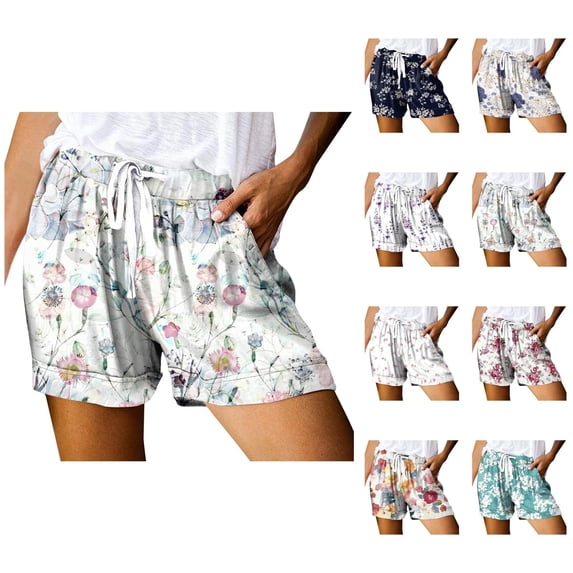 Womens Shorts Womens Drawstring Shorts Summer Elastic Waist Lightweight Casual Shorts With Pockets