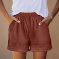 thumbnail image 1 of Womens Shorts with Pockets Elastic Mid Waisted Wide Leg Lace Hollow Out Lightweight Summer Homewear Short for Women 4th of July, 1 of 7