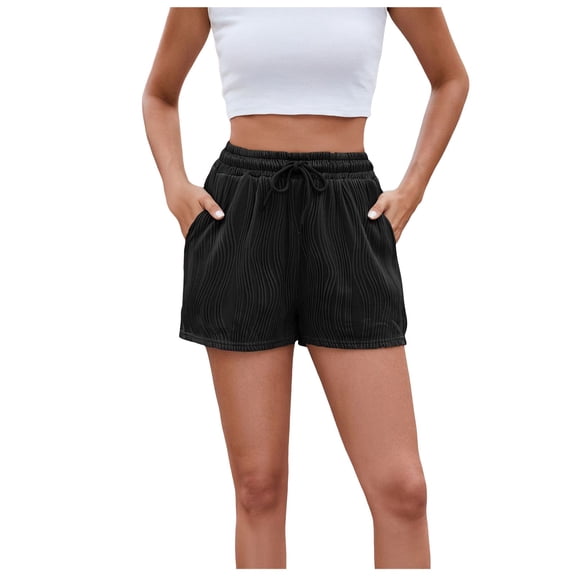 Womens Shorts with Pockets Summer Casual Shorts for Women Waist Casual Lightweight Adjustable Tie Knot Loose