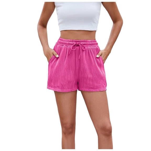 Womens Shorts with Pockets Summer Casual Shorts for Women Waist Casual Lightweight Adjustable Tie Knot Loose