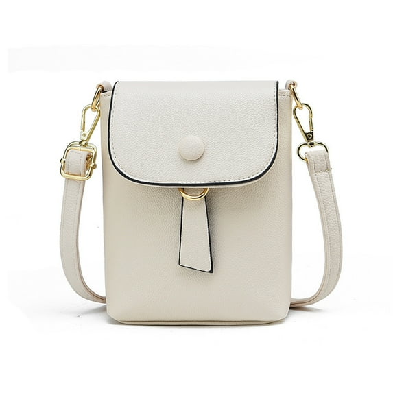 Womens Shoulder Bags Fashionable Handbag Shoulder Crossbody Mobile Phone Bag Solid Color Women's Bag White