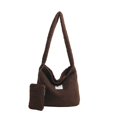 thumbnail image 1 of Womens Shoulder Bags Ladies' Fur Clasp Solid Color Crossbody Single-Shoulder Casual Bag Fashionable and Simple Large-Capacity Handbag Coffee Color, 1 of 4
