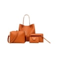 thumbnail image 1 of Womens Shoulder Handbag Minimalist Clean Pebbled Faux Leather Tote Portable Top Handle Bags With 4 Pack, 1 of 4