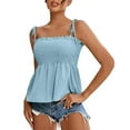 thumbnail image 1 of Womens Shoulder Ruffle Sleeveless Blouse Tank Top, 1 of 5