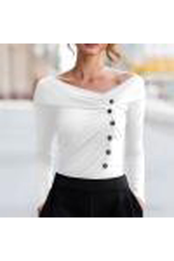 Womens Off Shoulder Tops Long Sleeve Cross Wrap Asymmetrical Blouses Tunics Top Casual Button Down Blouse Sexy Base Layer Shirts Dressy Casual Blouses Trendy Spring Fashion 2026