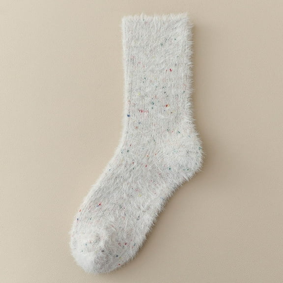 Womens No Show Socks, Women's Winter Mid Tube Socks with Fleece for Warmth and Cold Protection Fleece Socks New Socks for Women Cotton Thin Style B-114 White One Size