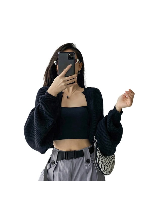 Womens Shrug Boleros Lightweight Long Sleeve Open Front Cropped Cardigan Sweaters Cardigans for Dresses Streetwear