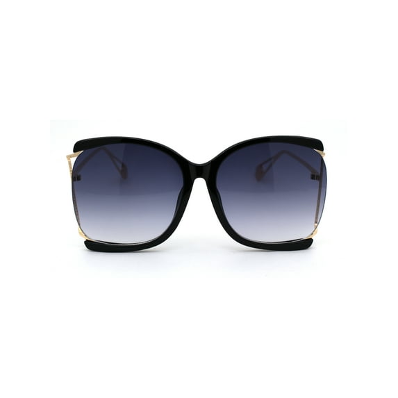 Womens Side Exposed Lens Oversized Butterfly Sunglasses Black Smoke