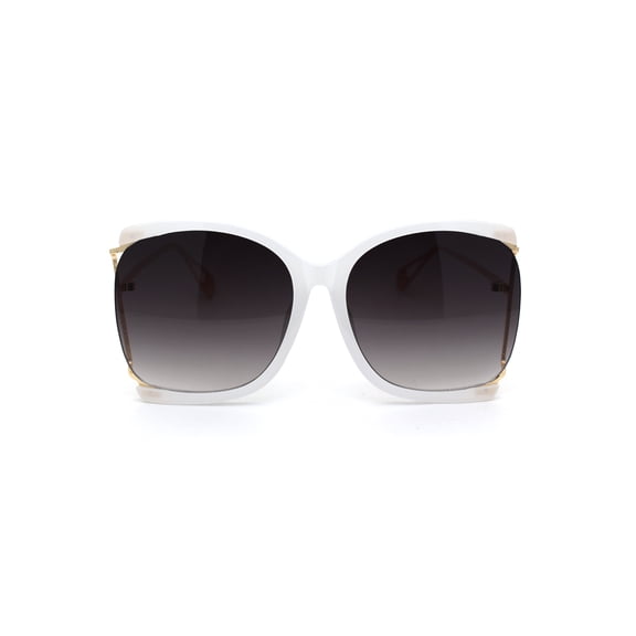Womens Side Exposed Lens Oversized Butterfly Sunglasses White Smoke