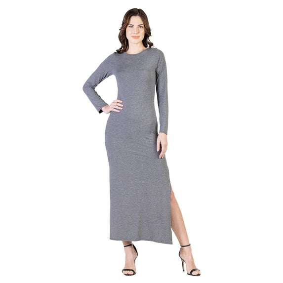 Womens Side Slit Fitted Maxi Dress