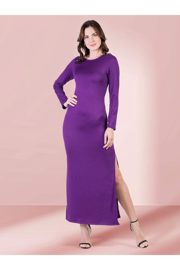 Womens Side Slit Fitted Maxi Dress