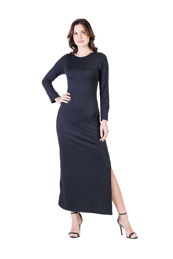 Womens Side Slit Fitted Maxi Dress