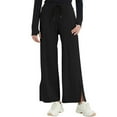 thumbnail image 1 of Womens Side Split Black Sweatpants High Waist Drawstring Wide Leg Pants Casual Spring Summer Trousers for Workout, 1 of 5