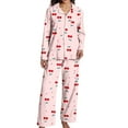 thumbnail image 1 of Womens Silk Pajamas Valentines Pajamas for Women Long Sleeve Cherry Print Button down Sleepwear Women's Pjs, 1 of 9