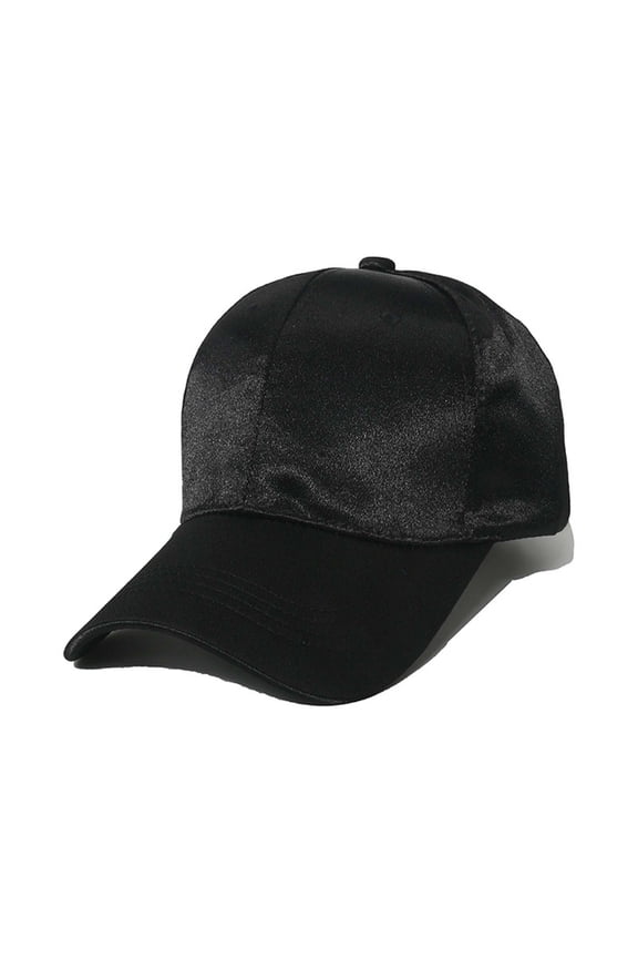 Womens Silk Satin Baseball Cap Unisex Mens Satin Baseball Hat Casual Peaked Caps Adjustable Sun Hats Black