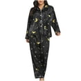 thumbnail image 1 of Womens Silk Satin Pajamas Set New Women Satin Silk Pajama Set Long Sleeves Long Pants Casual All Season Sleepwear Pyjamas Print Home Wear Comfy Pjs Pajama Pants Women Black M New, 1 of 4