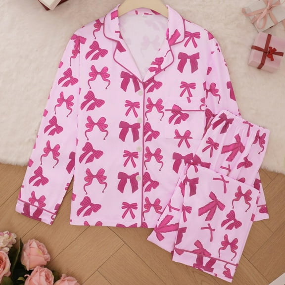 Womens Silk Satin Pajamas Set Long Sleeve Button Down Sleepwear 2 Piece Lounge Set Pj Set Light Purple L