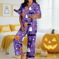 thumbnail image 1 of Womens Silk Satin Pajamas Set Short Sleeve Button Down Sleepwear Nightwear Loungewear,A-Purple M, 1 of 5