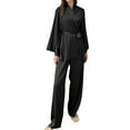 thumbnail image 1 of Womens Silk Satin Pajamas Set Solid Silky Pjs Robe Top with Pants Two Piece Sleepwear Soft Nightwear, 1 of 7