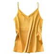 thumbnail image 1 of Womens Silk Satin Tank Top V Neck Camisole Cami Spaghetti Strap Top Loose Sleeveless Blouses Tank Shirt, 1 of 3