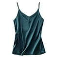thumbnail image 1 of Womens Silk Satin Tank Top V Neck Camisole Cami Spaghetti Strap Top Loose Sleeveless Blouses Tank Shirt, 1 of 4