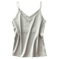 thumbnail image 1 of Womens Silk Satin Tank Top V Neck Camisole Cami Spaghetti Strap Top Loose Sleeveless Blouses Tank Shirt, 1 of 4