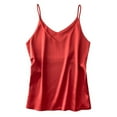 thumbnail image 1 of Womens Silk Satin Tank Top V Neck Camisole Cami Spaghetti Strap Top Loose Sleeveless Blouses Tank Shirt, 1 of 3