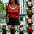 thumbnail image 1 of Womens Silk Satin Tank Tops Business Casual Ruffle Boat Neck Sleeveless Summer Blouses Shirts Black, Size XXL, 1 of 5