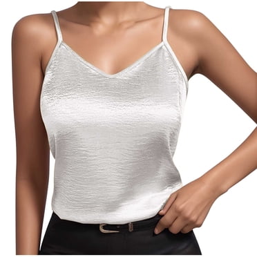 Women's Cowl Neck Satin Camisole Tank - Spaghetti Strap, Backless, Multiple Colors