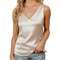 thumbnail image 1 of Womens Silk Satin Tank Tops V Neck Casual Cami Sleeveless Camisole Blouses Summer Basic Tank Shirt, 1 of 6
