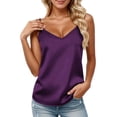 thumbnail image 1 of Womens Silk Satin Tank Tops V Neck Casual Cami Sleeveless Camisole Blouses Summer Basic Tank Shirt, 1 of 6