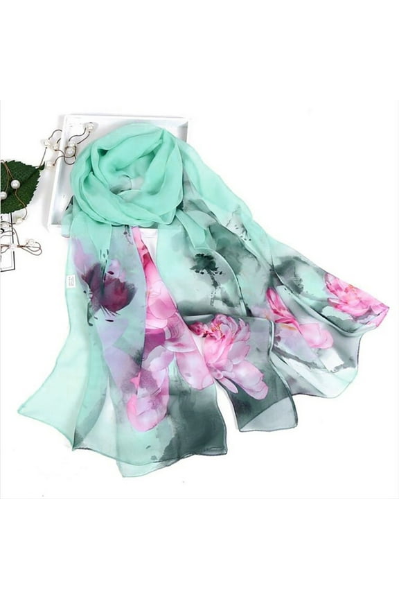 Womens Silk Scarf Printing Long Soft Wrap Scarf Ladies Shawl Scarves