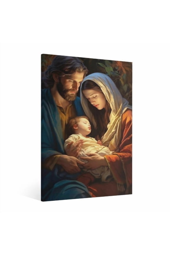 Vintage Jesus Nativity Scene Canvas Wall Art Paint Framed , Christian Watercolor Jesus Wall Art Decor,Christmas Wall Religious Artwork for Home Living Room,Wall Decor