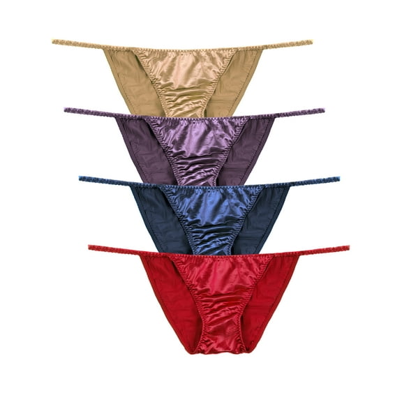 Womens Silky Sexy Satin Tangas Panties S - Plus Size Women Underwear Multi-Pack