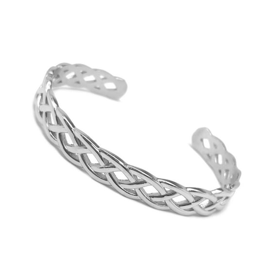 Womens Silver Celtic Infinity Braid Stainless Steel Adjustable Cuff Bracelet