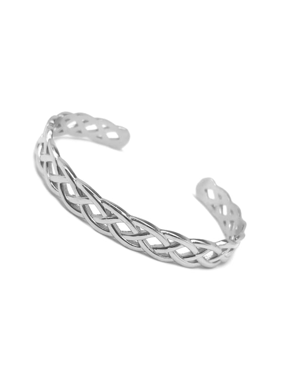 Womens Silver Celtic Infinity Braid Stainless Steel Adjustable Cuff Bracelet