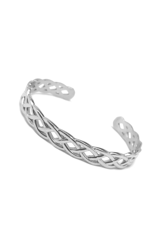 Womens Silver Celtic Infinity Braid Stainless Steel Adjustable Cuff Bracelet