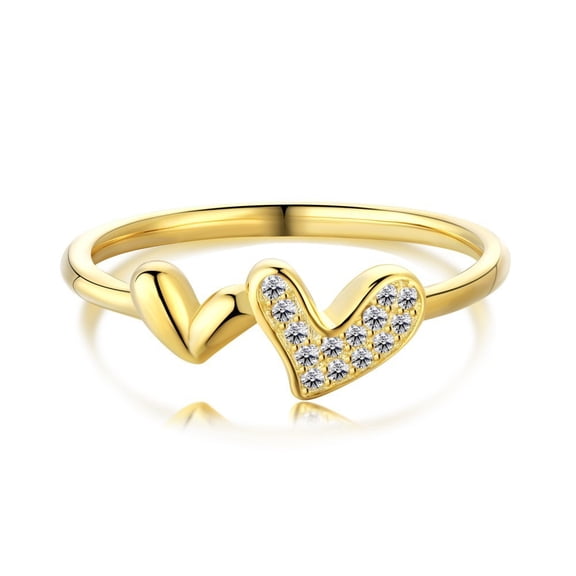 Womens Heart Ring Silver Electroplated Ring Korean Geometric Ring Heart Shaped Ring for Women Individually Packed