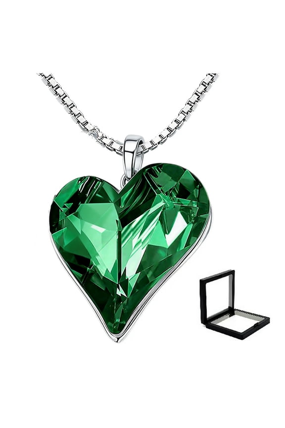 Womens Silver Plated Infinity Love Heart Pendant Necklace with Birthstone Crystals, Jewelry Gifts for Her, Anniversary Birthday Mother's Necklaces for Wife Mom