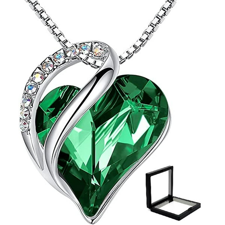 Womens Silver Plated Infinity Love Heart Pendant Necklace with