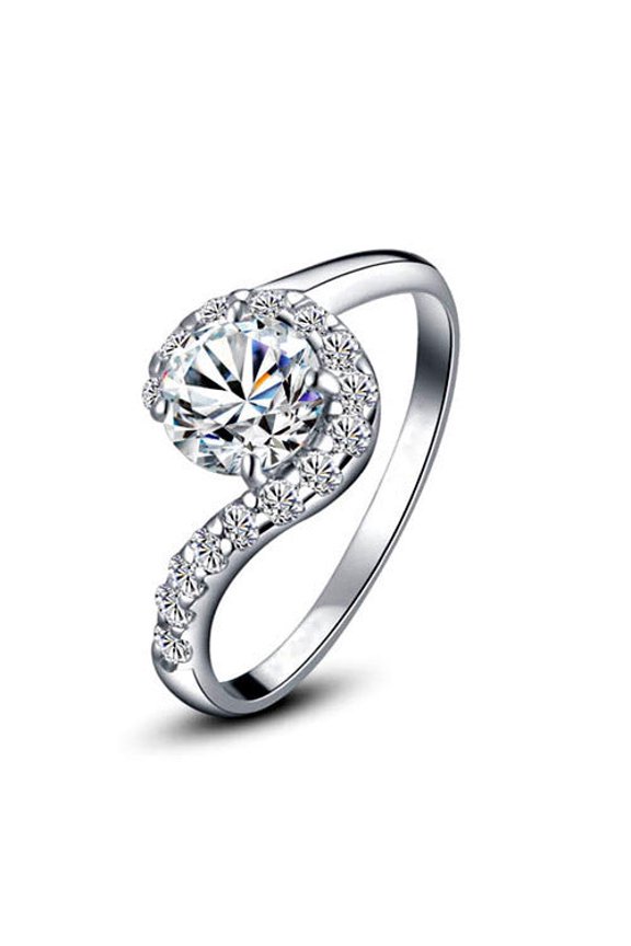 Womens Silver Plated Zircon Inlaid Question Mark Ring Chic Hand Jewelry Accessory Creative Fashion Design Gift