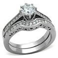 thumbnail image 1 of Womens Silver Ring High polished (no plating) 316L Stainless Steel Ring with AAA Grade CZ in Clear TK1330, 1 of 4