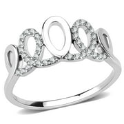 Womens Silver Rings High polished (no plating) 316L Stainless Steel Ring with AAA Grade CZ in Clear DA258