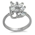 thumbnail image 1 of Womens Silver Rings High polished (no plating) 316L Stainless Steel Ring with AAA Grade CZ in Clear TK082, 1 of 5