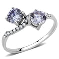 thumbnail image 1 of Womens Silver Rings High polished (no plating) 316L Stainless Steel Ring with AAA Grade CZ in Light Amethyst DA244, 1 of 5