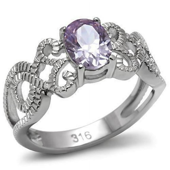 Womens Silver Rings High polished (no plating) 316L Stainless Steel Ring with Glass in Emerald TK087