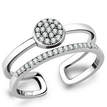 Womens Silver Rings High polished (no plating) Stainless Steel Ring with AAA Grade CZ in Clear DA048